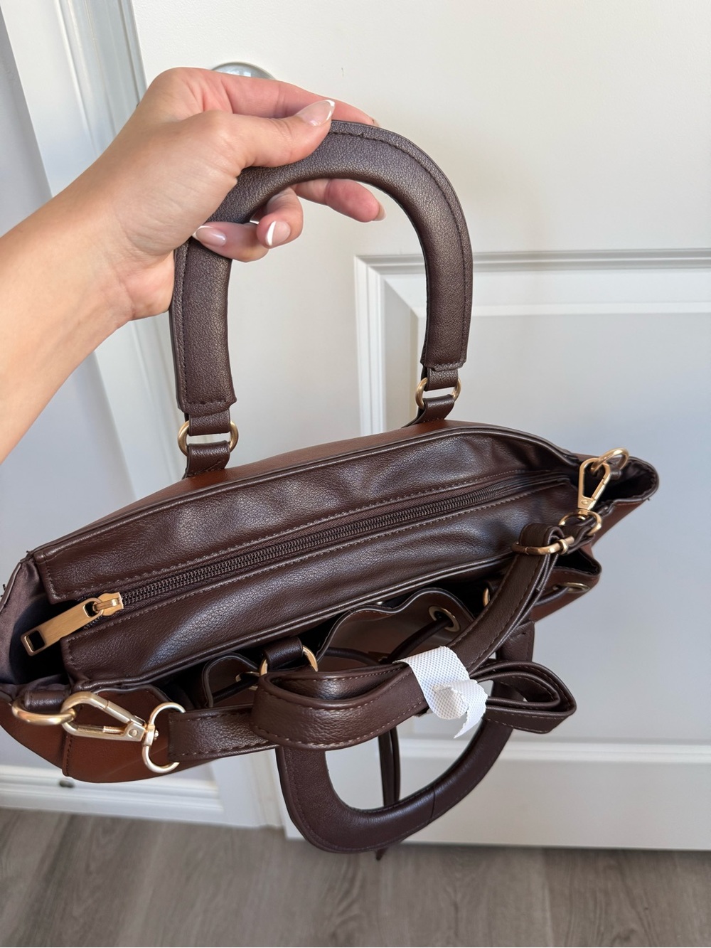 Classic Brown Drawstring Tote Bag - Picture 8 of 9